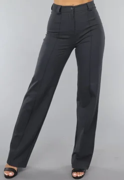 Antraciet Elastische Pantalon met Rechte Pijpen