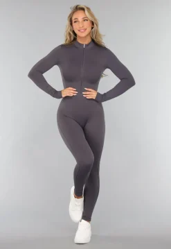 Antraciet Sportief Jumpsuit met Rits