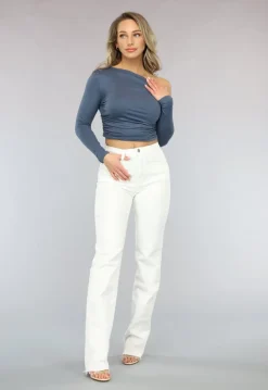 Antraciet Stretch Top met Plooien