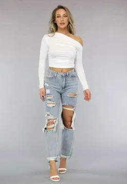 Asymmetrische Stretchy Witte Top