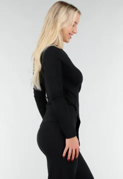 Asymmetrische Zwarte Two Piece Set met Lange Mouwen