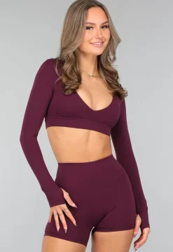 Aubergine Longsleeve stretch Sporttop