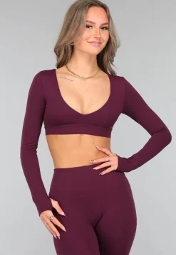 Aubergine Longsleeve stretch Sporttop