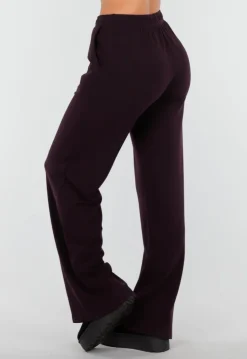 Aubergine Zachte Stretch Broek met Rechte Pijpen