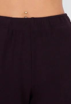 Aubergine Zachte Stretch Broek met Rechte Pijpen