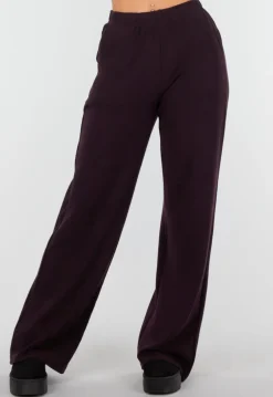 Aubergine Zachte Stretch Broek met Rechte Pijpen
