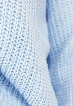 Babyblauwe Gebreide Trui met Geplooid Detail
