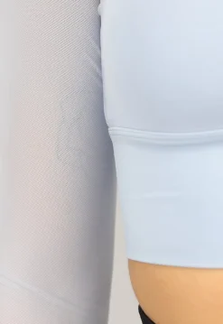 Babyblauwe Longsleeve Mesh Top met Ingewerkte Pads