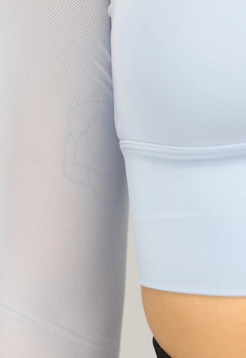 Babyblauwe Longsleeve Mesh Top met Ingewerkte Pads