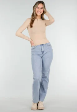 Basic Beige Top Lange Mouwen en Stretch