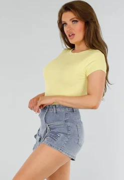 Basic Butter Yellow T-Shirt met Stretch