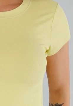 Basic Butter Yellow T-Shirt met Stretch