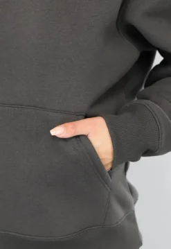Basic Hoodie met Teddy Voering in Antraciet