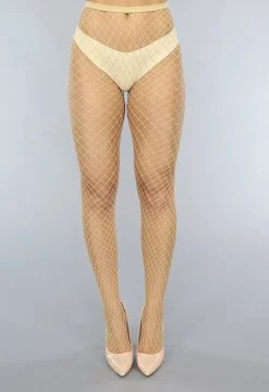 Basic Nude Panty met Groot Fishnet Patroon