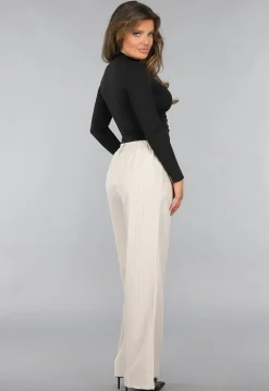 Basic Zwarte Lange Mouwen Top met Plooien