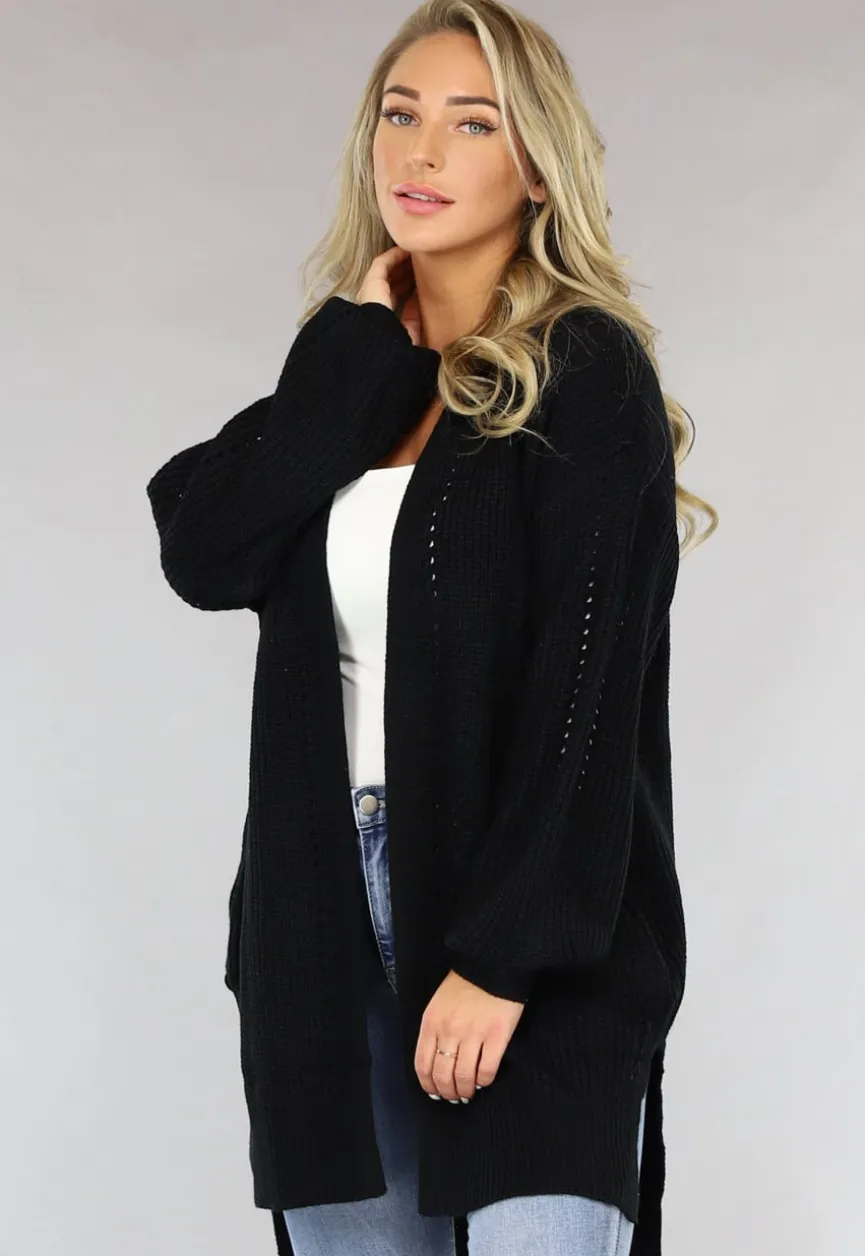 Basic Zwart Gebreid Vest met Zakken