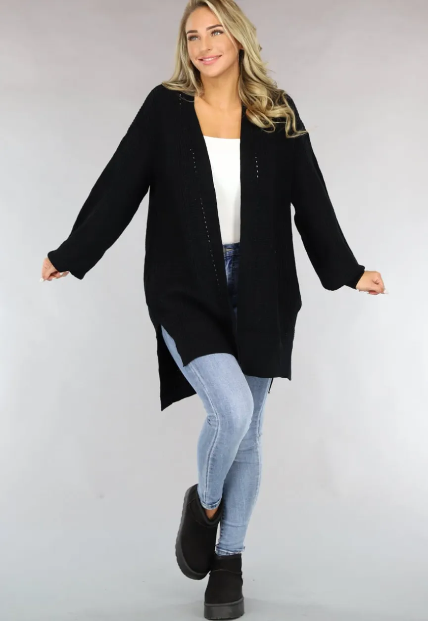 Basic Zwart Gebreid Vest met Zakken