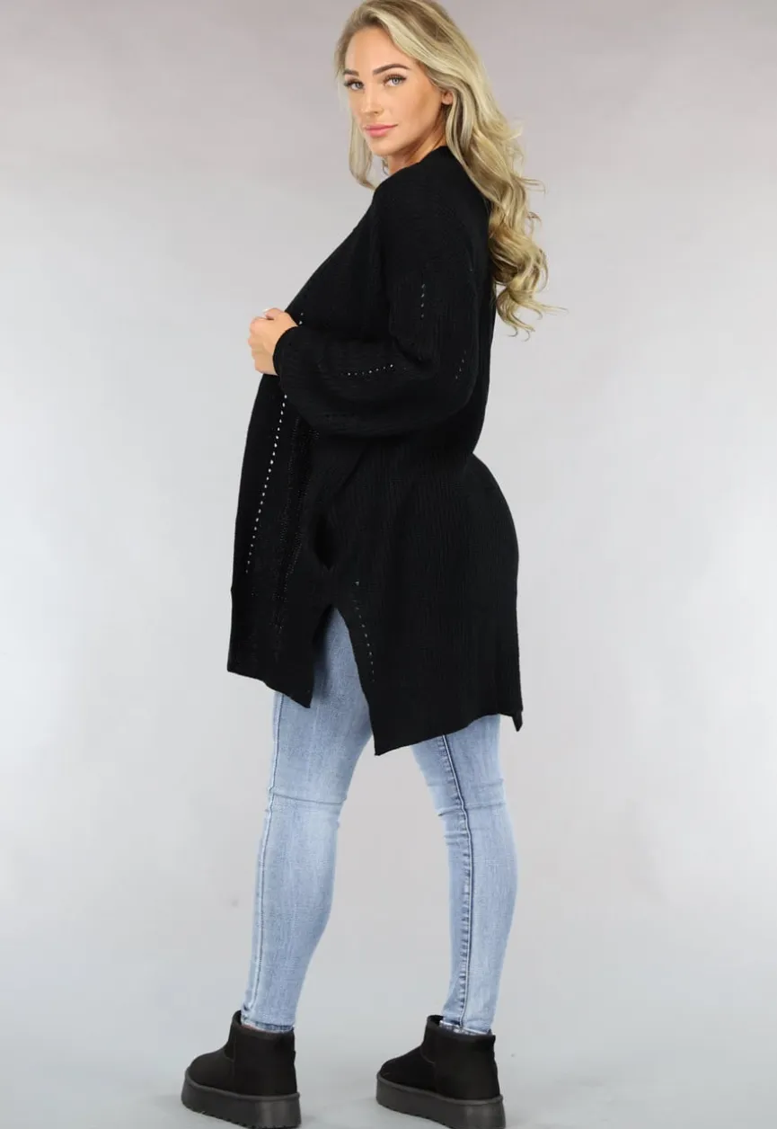 Basic Zwart Gebreid Vest met Zakken
