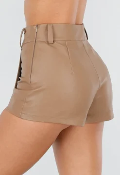 Beige Asymmetrische Skort met Schuine Overslag