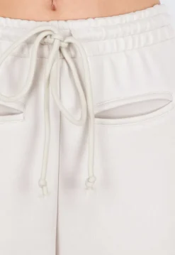 Beige Barrel Fleece Joggingbroek met Trekkoord en Stretch