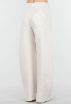 Beige Barrel Fleece Joggingbroek met Trekkoord en Stretch