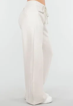 Beige Barrel Fleece Joggingbroek met Trekkoord en Stretch