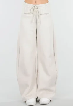 Beige Barrel Fleece Joggingbroek met Trekkoord en Stretch
