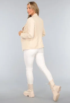 Beige Blazer met Knopen