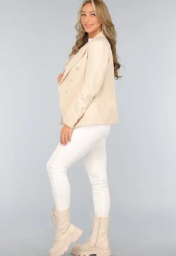 Beige Blazer met Knopen