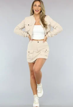 Beige Bomber Two Piece met Skort