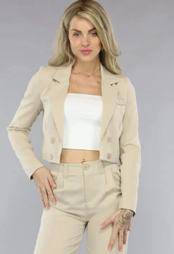 Beige 2-delig Pak met Wijde Broek