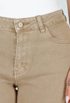 Beige Denim Tall Jeans met Straight Leg en Hoge Taille