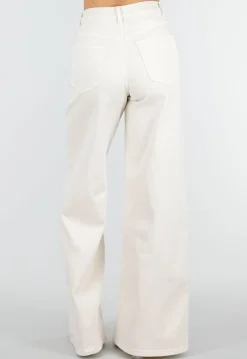 Beige Extra Wide Leg Jeans met Hoge Taille en Stretch