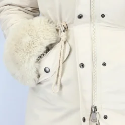 Beige Faux Fur Gevoerde Winterjas