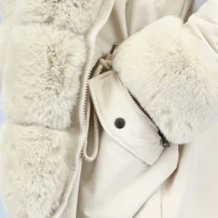 Beige Faux Fur Gevoerde Winterjas