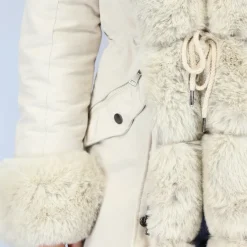 Beige Faux Fur Gevoerde Winterjas