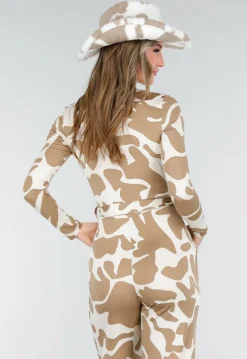 Beige Faux Fur Koeienprint Cowboyhoed