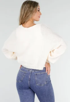 Beige Gebreid Vest met Strik aan de Voorzijde