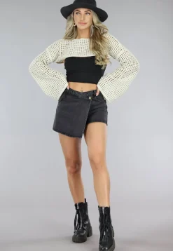 Beige Gehaakte Bohemian Bolero