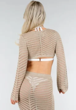 Beige Gehaakte Cover Up Set