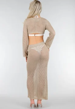 Beige Gehaakte Cover Up Set