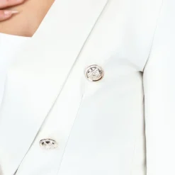 Beige Getailleerde Blazer met Gouden Buttons