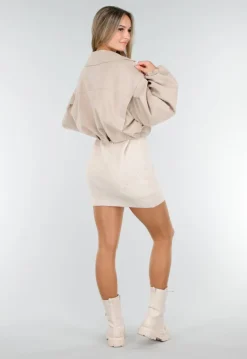 Beige Glanzende Tall Panty met Hoge Taille en Corrigerend Effect