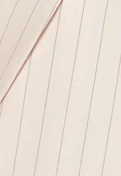Beige Halflange Blazer met Streepjes Patroon