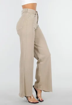 Beige Jeans met Wijde Pijpen