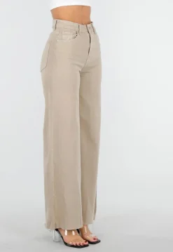 Beige Jeans met Wijde Pijpen