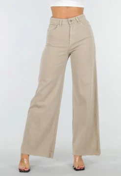 Beige Jeans met Wijde Pijpen
