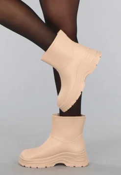 Beige Korte Rubberlaarsjes met Grove Zool