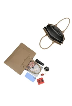Beige Laptoptas met Dubbele Handvatten en Afneembare Schouderband