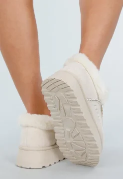 Beige Loafers met Faux Fur